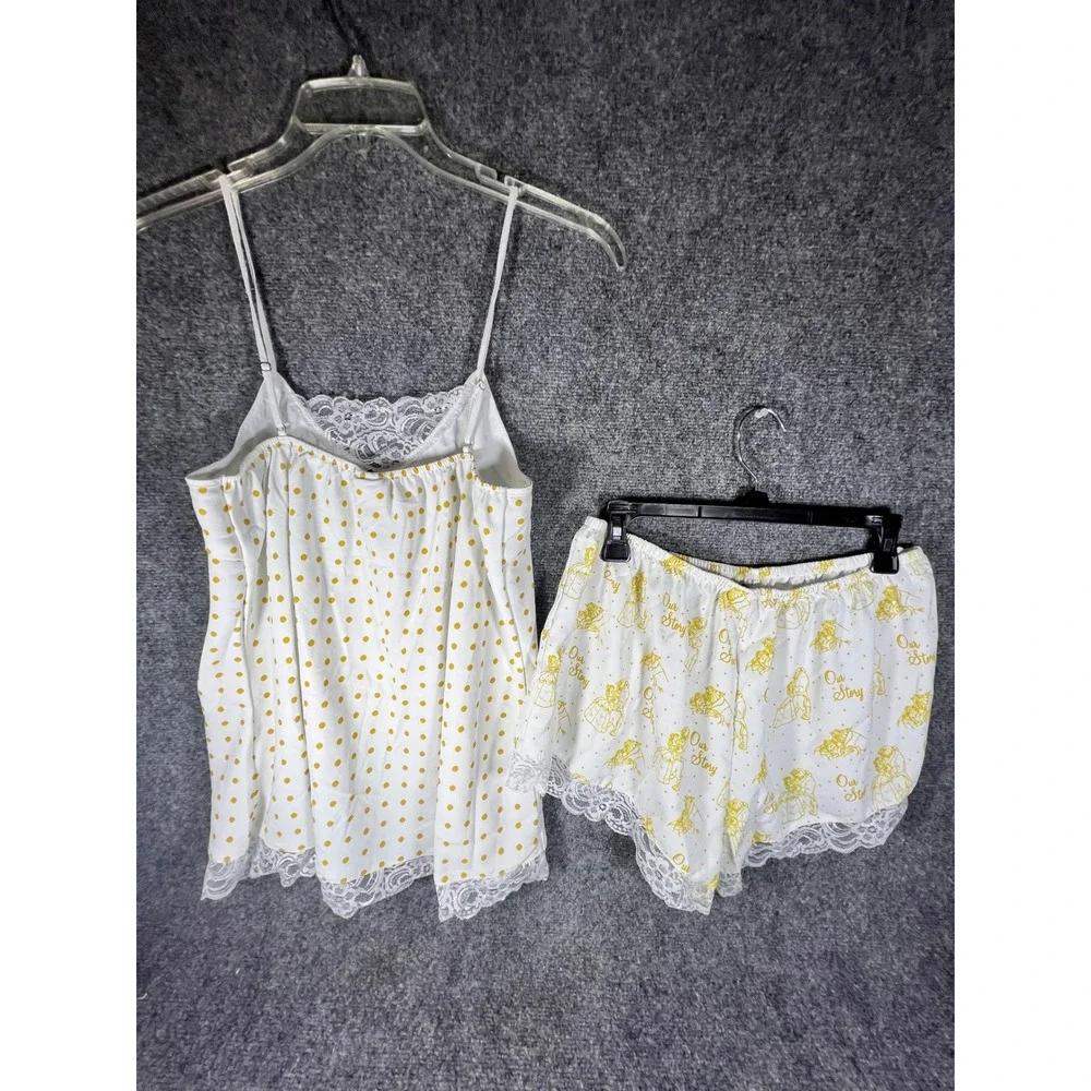 Disney Princess Beauty and the Beast PJammy Satin Pajama Set White Gold Lace - Picture 3 of 14
